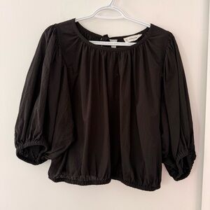 Everlane Gauze Cotton Black Puff Sleeve Blouse